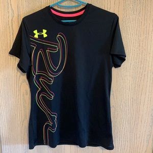 Under Armour Black Short Sleeve Tee with Neon Accents